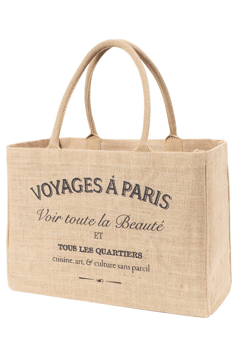 KAF Home Jute Market Tote Bag with Handles, Voyages - Image 1